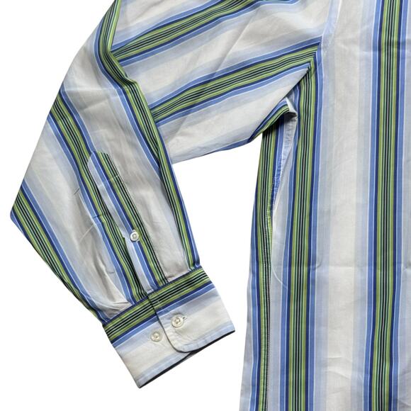 Faconnable Men's Classique Striped Button-Down Pocket Long Sleeve Cotton Medium - Picture 5 of 11